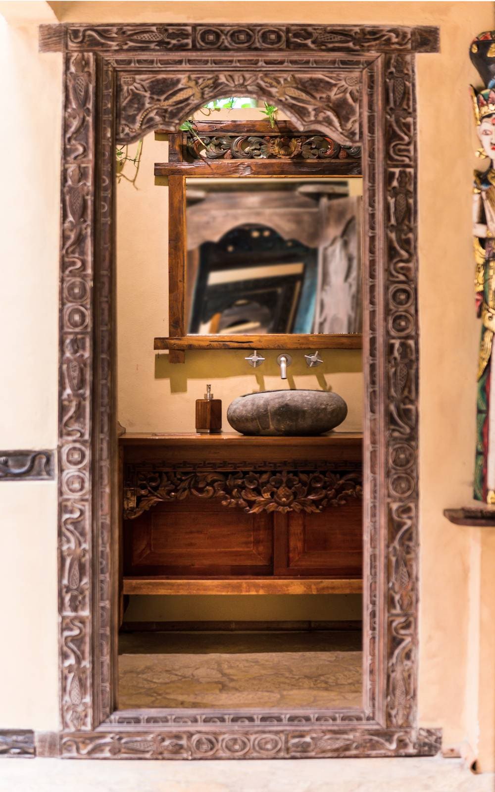Carved stone sink